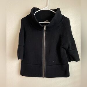 Kenneth Cole Reaction Black 3/4 sleeve zip up high collar Sweater size Small